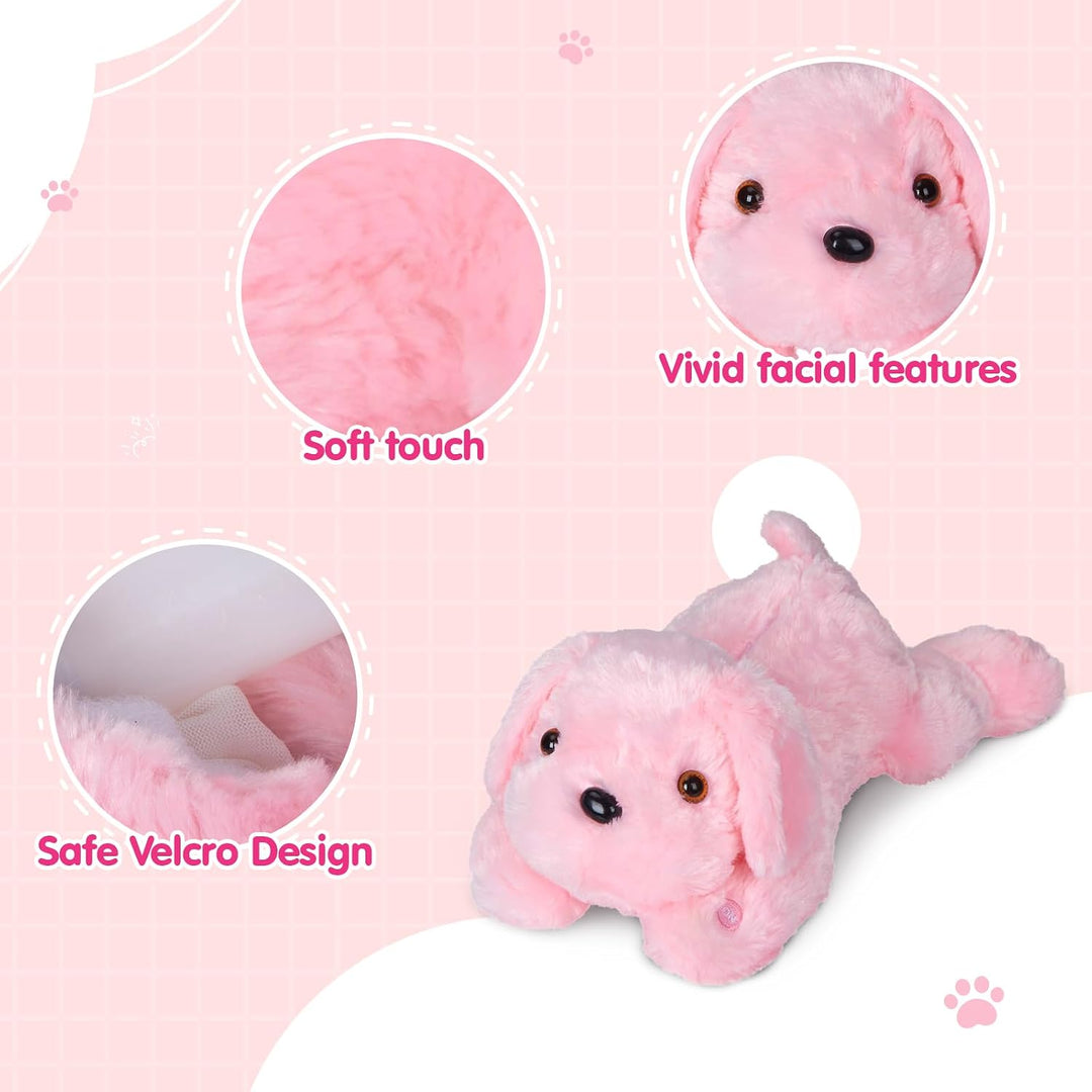 WEWILL Perro Cachorro Rosa Iluminado de 18'' con LED, Peluc...