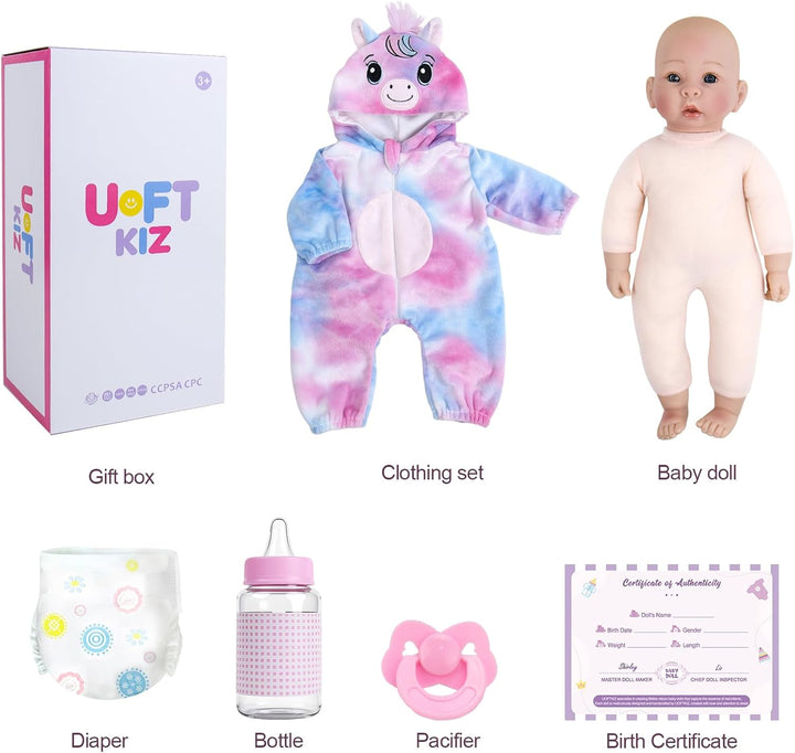 UOFTKIZ Real Life Baby Doll Girl - Muñeca realista de 17 pulgadas c...