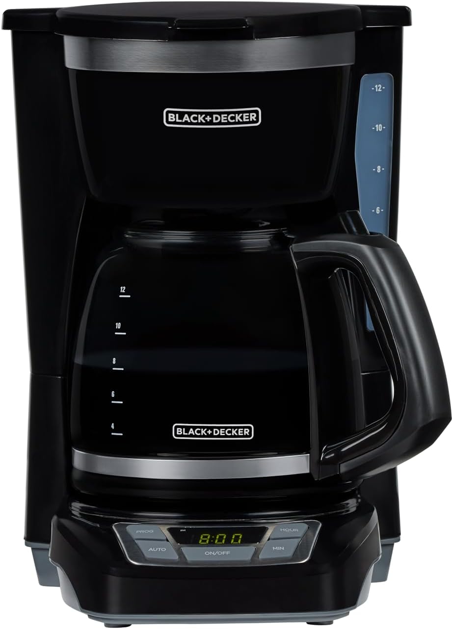 negro+DECKER Cafetera de goteo para 12 tazas con Vortex Brewing