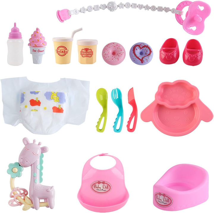 deAO Conjunto de Muñeca Bebé Negra - Móvil, Silla Alta, Cochecito y...