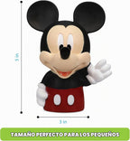 Mickey y amigos juego de 6 piezas de juguetes de baño con pulverizador. Juguetes de baño para bebés y niños pequeños, incluye cubo organizador con drenaje para guardar tus juguetes de agua para el