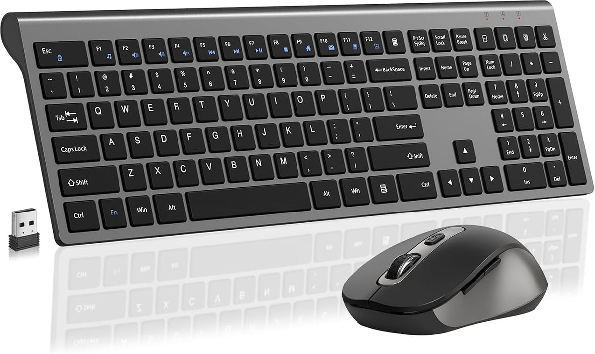 Combo de mouse y teclado inalámbricos, teclado de computadora de ta...