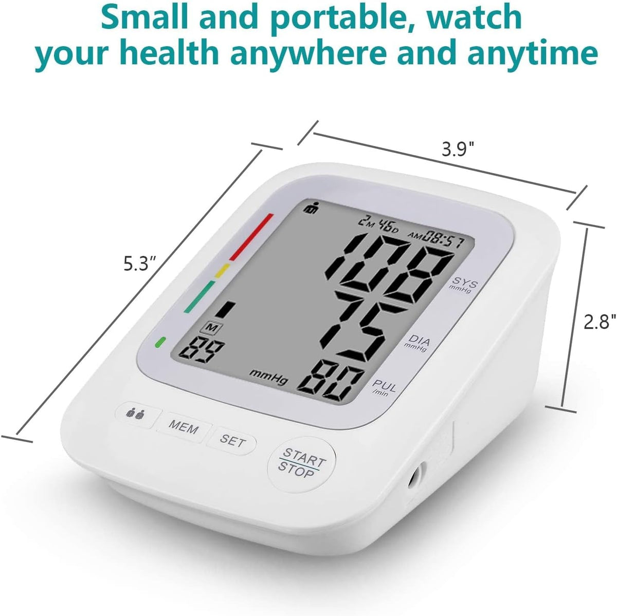 Monitor electrónico de presión arterial, monitor digital automático de presión arterial superior del brazo, brazalete grande, 2 usuarios 180 memoria grande, indicador de frecuencia cardíaca irregular, con adaptador de CC para uso doméstico