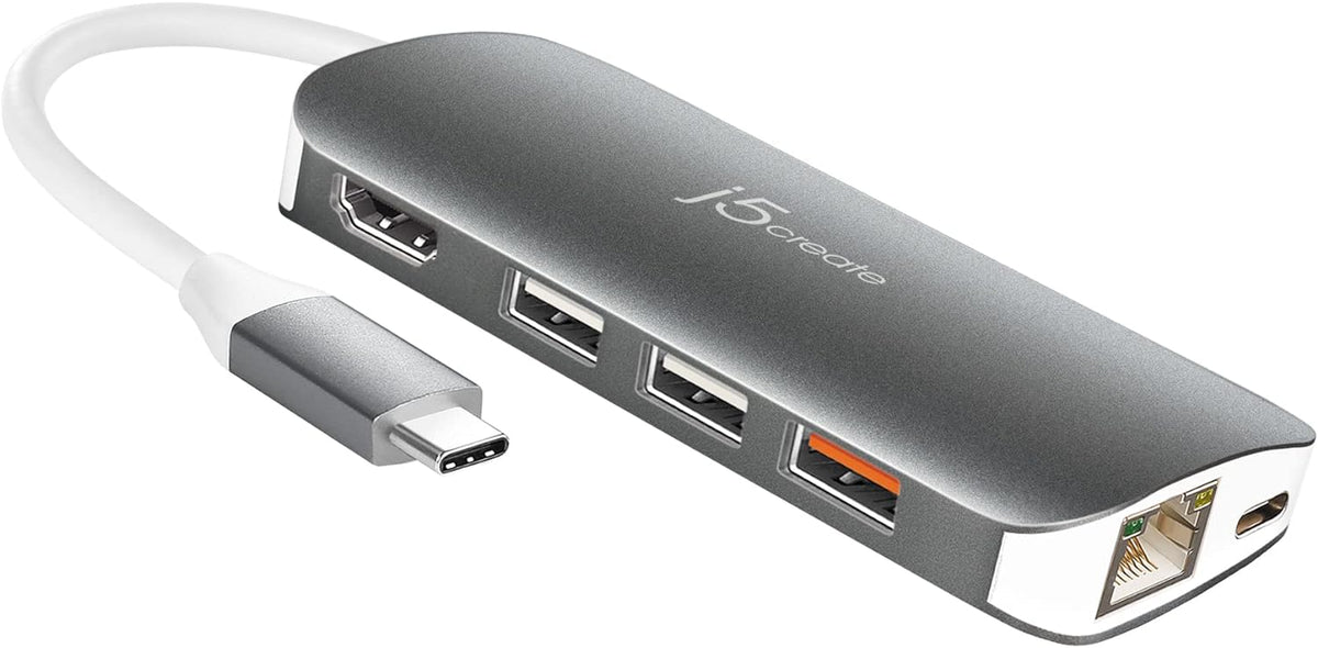 j5create Adaptador múltiple USB-C 9 en 1 HDMI/Ethernet/USB 3.1