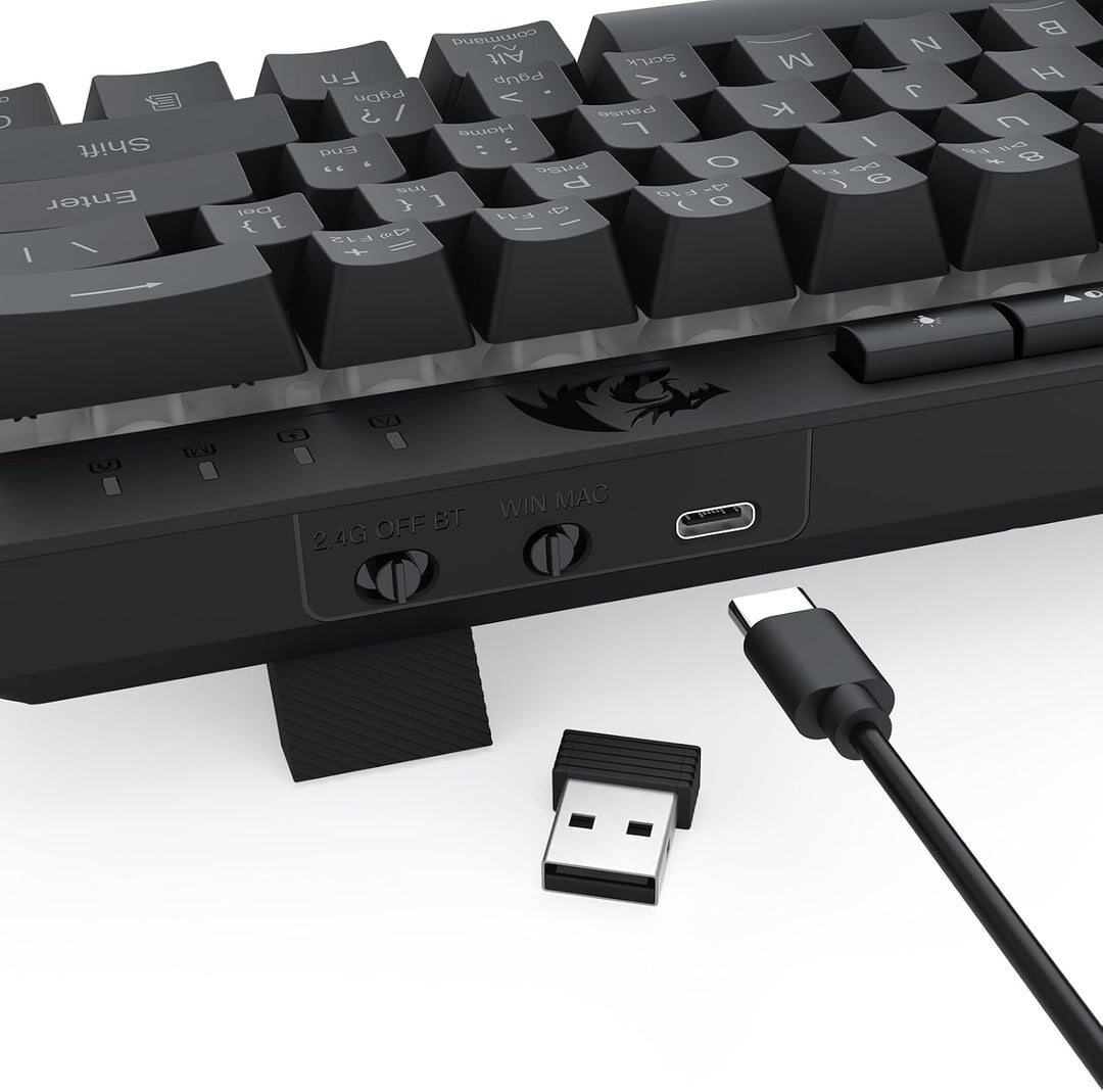 Redragon K522 PRO - Teclado inalámbrico de membrana RGB 60% para ju...