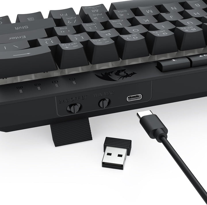 Redragon K522 PRO - Teclado inalámbrico de membrana RGB 60% para ju...