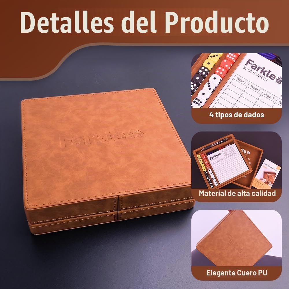 Farkle - Bandeja de dados y estuche de almacenamiento, el clásico juego