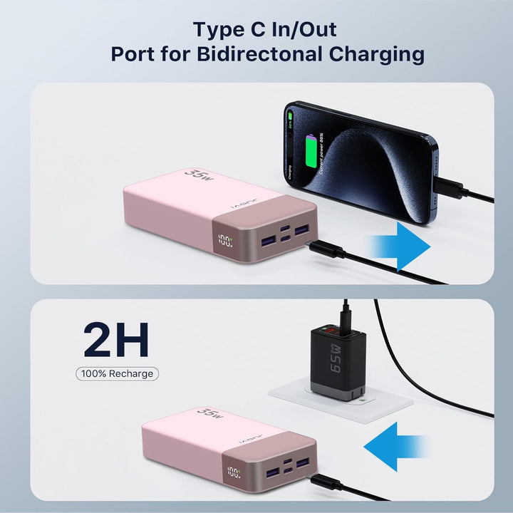 JUOVI J2651 Cargador Portátil, Banco de Energía de 35W 20000mAh con...