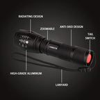 JARDLITE Linterna LED de mano de emergencia, 4 unidades, enfoque ajustable, resistente al agua con 5 modos, la mejor linterna táctica para huracanes, camping, paseo del perro