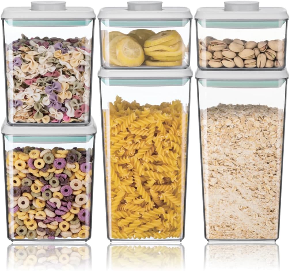 Conjuntos de contenedores herméticos para almacenamiento de alimentos Ankou con tapas 6 piezas, recipientes pop para organización de cocina y despensa, recipientes de almacenamiento de cocina sin BPA