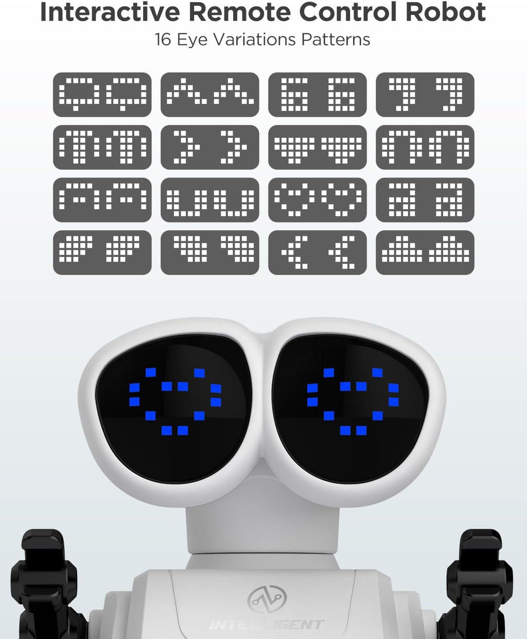 Juguetes robot para niños, juguetes de robot recargables de control remoto con walkie talkies, programación, detección de gestos, música, función de ojos cambiables, juguetes de robot RC regalos para niños y niñas de 6 a 12 años
