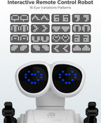 Juguetes robot para niños, juguetes de robot recargables de control remoto con walkie talkies, programación, detección de gestos, música, función de ojos cambiables, juguetes de robot RC regalos para niños y niñas de 6 a 12 años