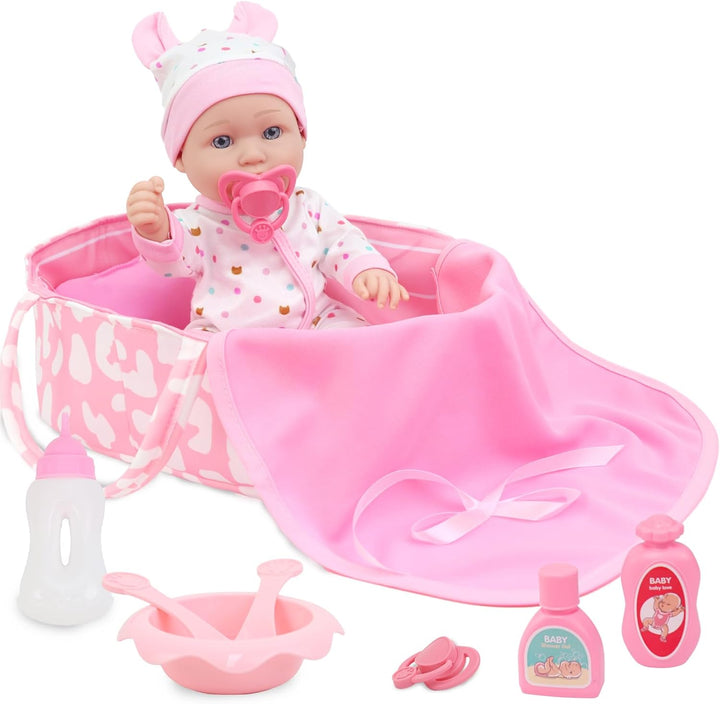 ZITA ELEMENT Juego de cesta de dormir de muñeca de 12 pulgadas en c...