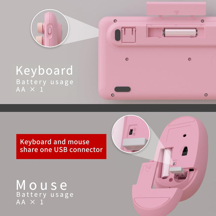 UBOTIE Teclado inalámbrico colorido para computadora y mouse óptico...