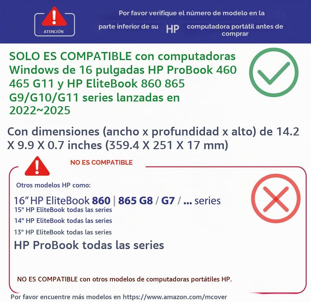 mCover Funda solo compatible con HP ProBook 460 de 16" 2022～202...