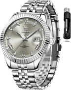 OLEVS Reloj Clásico para Hombre Diamante Analógico Lujo Acero Inoxidable a Dos Tonos Resistente al Agua con Fecha Luminous para Hombres