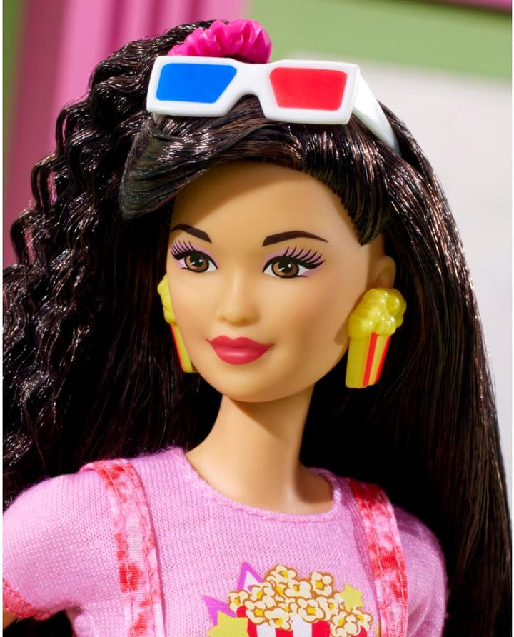 Barbie Muñeca Rewind y accesorios con cabello negro y traje de noch...