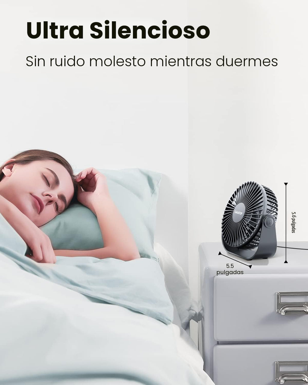 Gaiatop Ventilador de escritorio USB, flujo de aire fuerte de 3 vel...