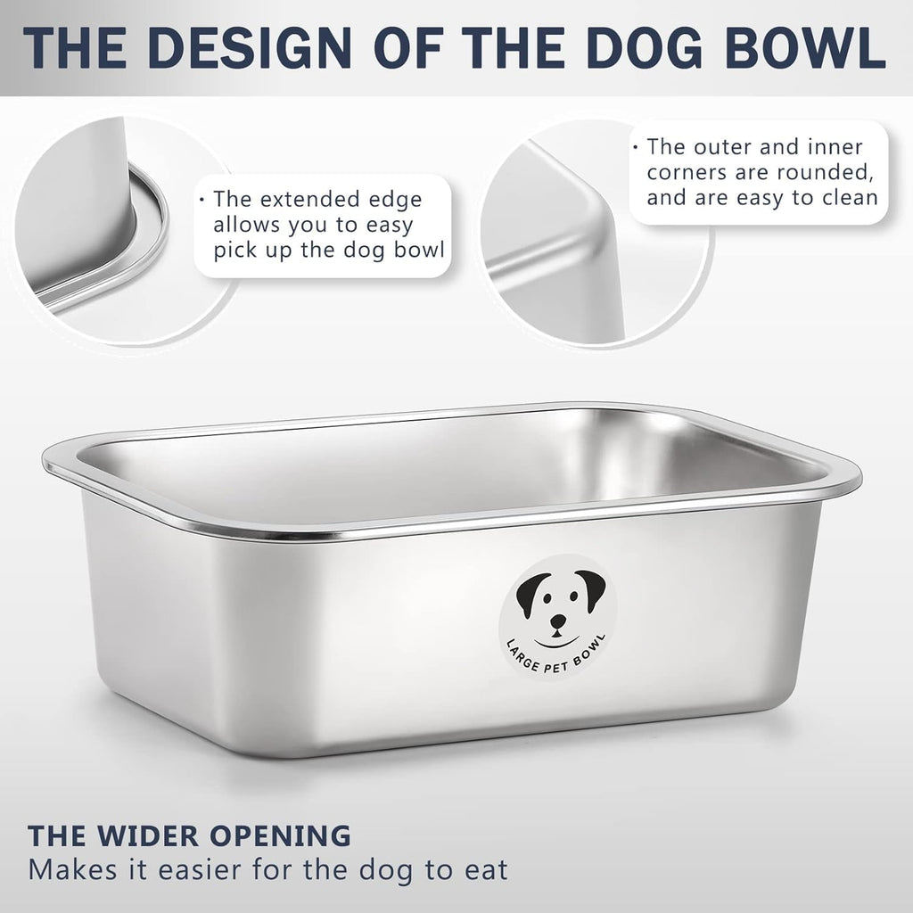 Cuencos de acero inoxidable para perros grandes, cuencos metálicos de alta capacidad para comida de perros, cuenco de comida y agua para perros grandes, extra grandes y grandes, 3.2 galones