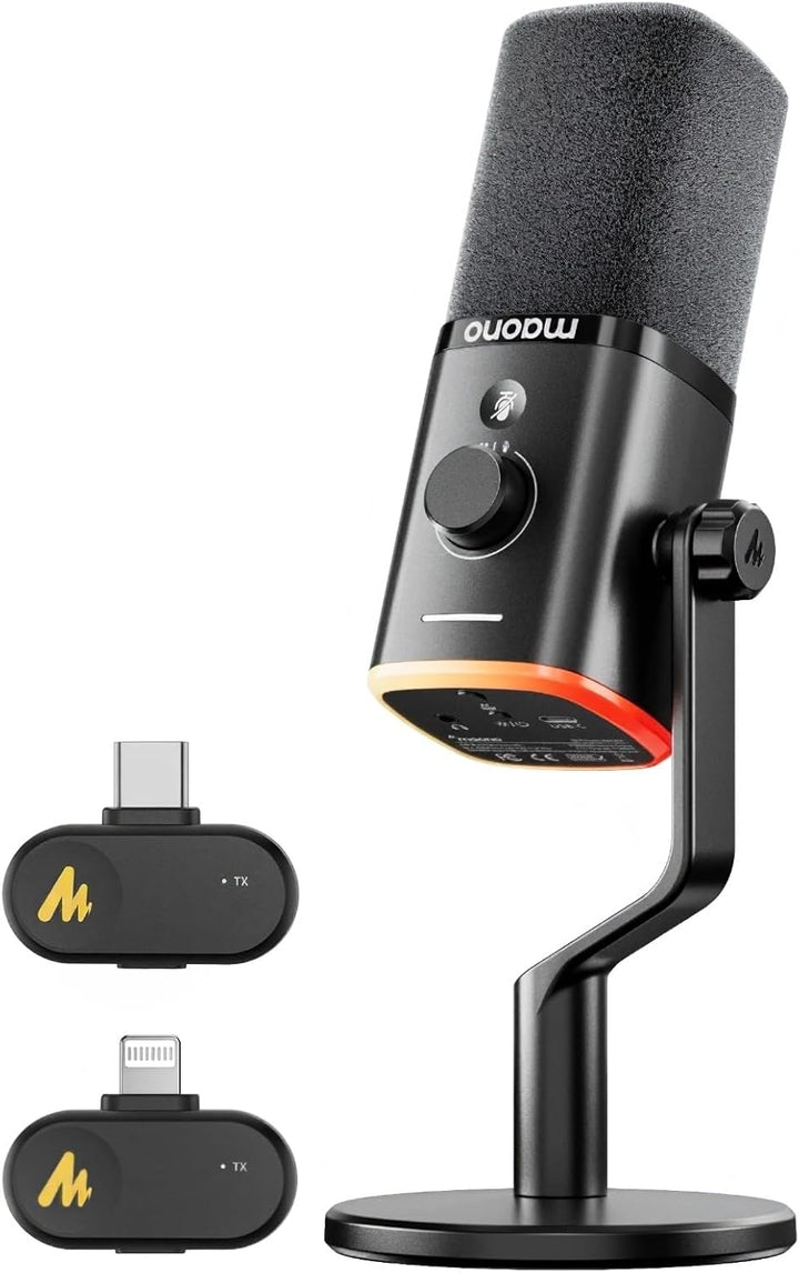 Micrófono inalámbrico MAONO PD100W, micrófono para PC para juegos c...
