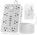 Regleta de protección contra sobretensiones de 6 pies con 6 USB