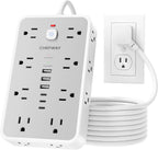 Regleta de protección contra sobretensiones de 6 pies con 6 USB