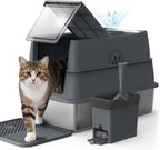AIPERRO Caja de arena cerrada para gatos de acero inoxidable con tapa de