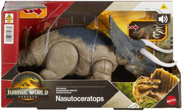 Mattel Jurassic World Rebirth Wild Roar Nasutoceratops - Juguete de...