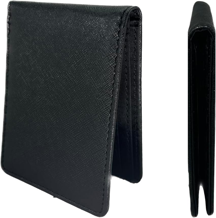 Cartera plegable de tamaño completo con bloqueo RFID con 8 ranuras, 1 bolsillo para llaves, divisor de efectivo y ventana de identificación grande, viene con caja de regalo ecológica, Negro