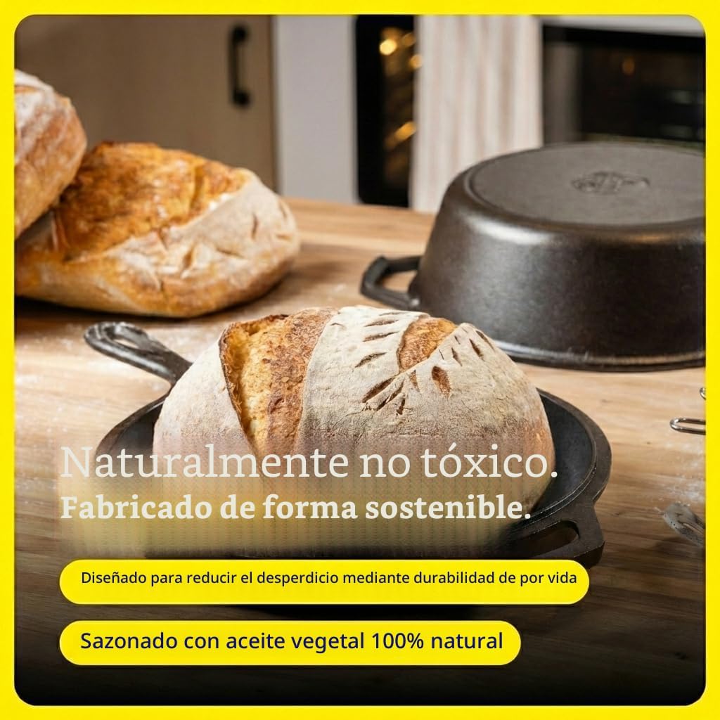 Combo de cocina olla/sartén Lodge LCC3 de hierro fundido precalentado, 3.2 cuartos de galón, Cocina combo, Negro