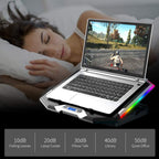 Almohadilla de enfriamiento para laptop de juegos de 15-17.3 pulgadas, ventilador para laptop con 6 ventiladores de enfriamiento RGB, soporte de enfriamiento para laptop con 6 ajustes de