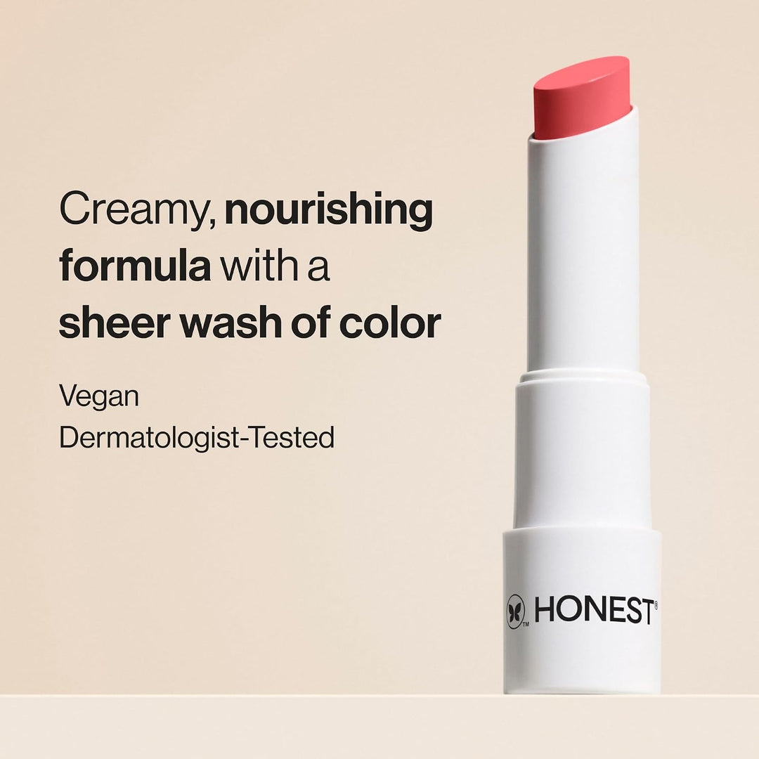 Honest Beauty Bálsamo labial hidratante vegano tintado, paquete de...