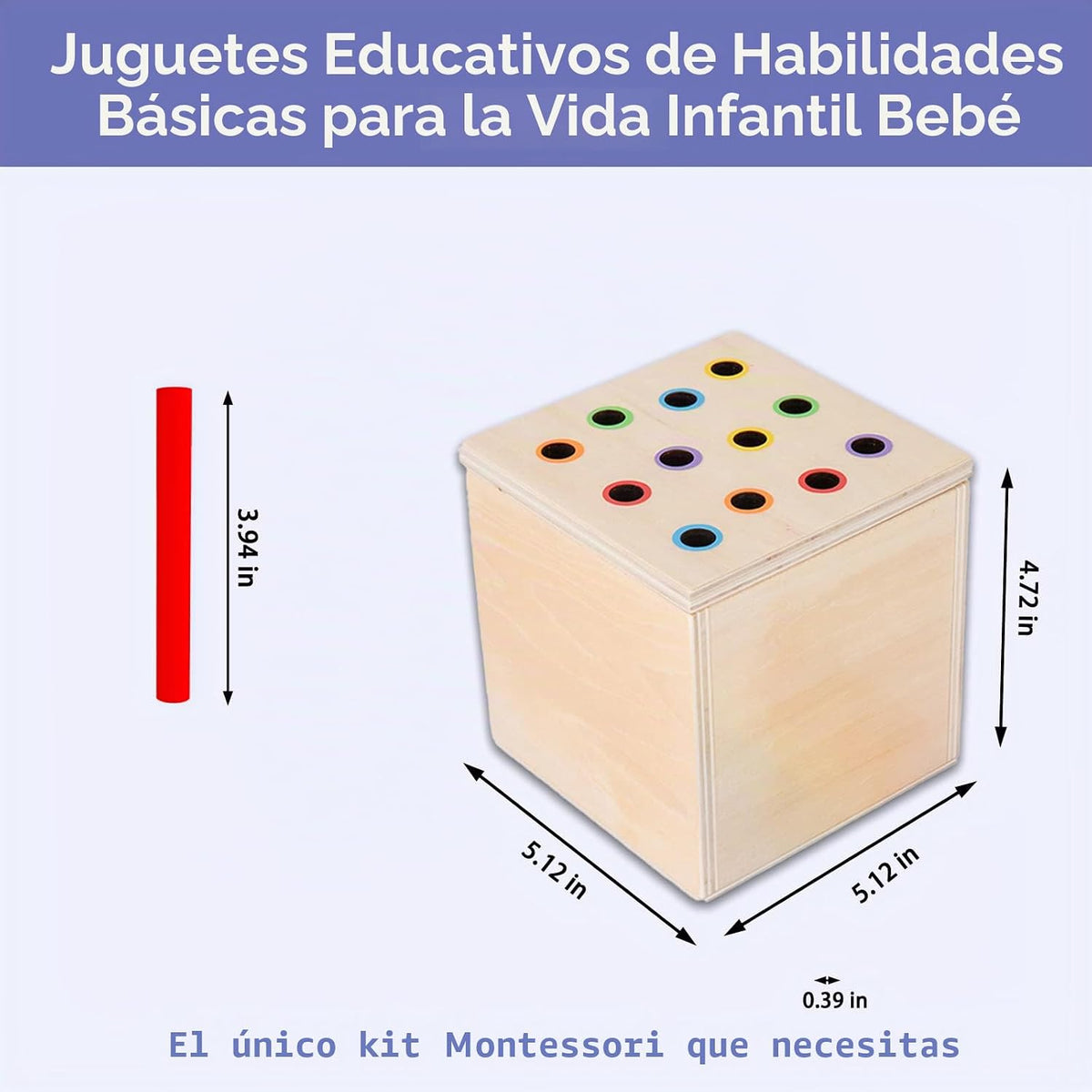 Adena Montessori Kit de Juego de Madera 4 en 1 para Bebés de 6-12 Meses