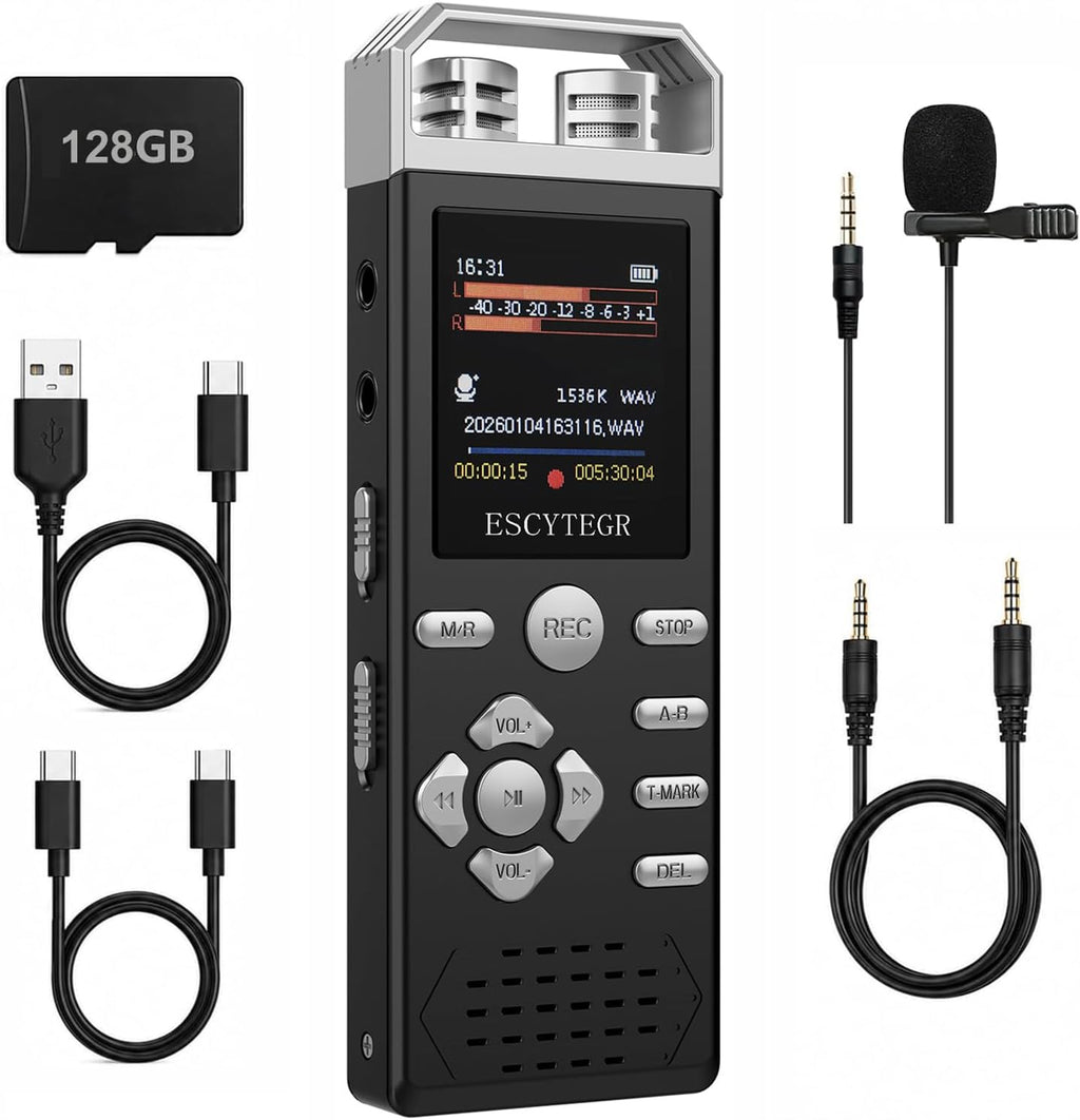 Grabadora de voz digital de 144 GB con reproducción de grabación