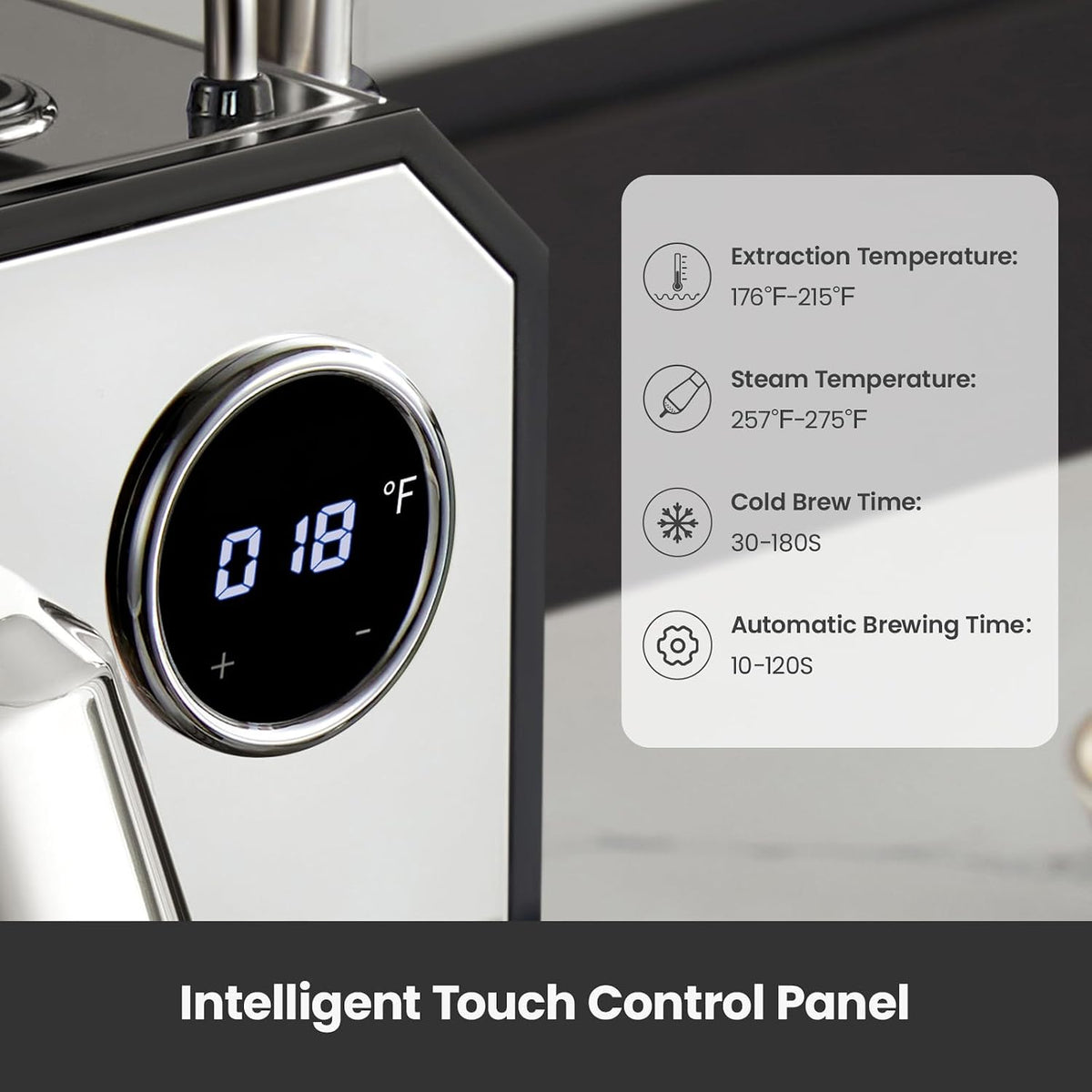 Gemilai G3006A Máquina de café expreso, máquina de café expreso de extracción en frío y caliente para el hogar, control y pantalla PID dual, bomba de 15 bares, programa de preparación ajustable