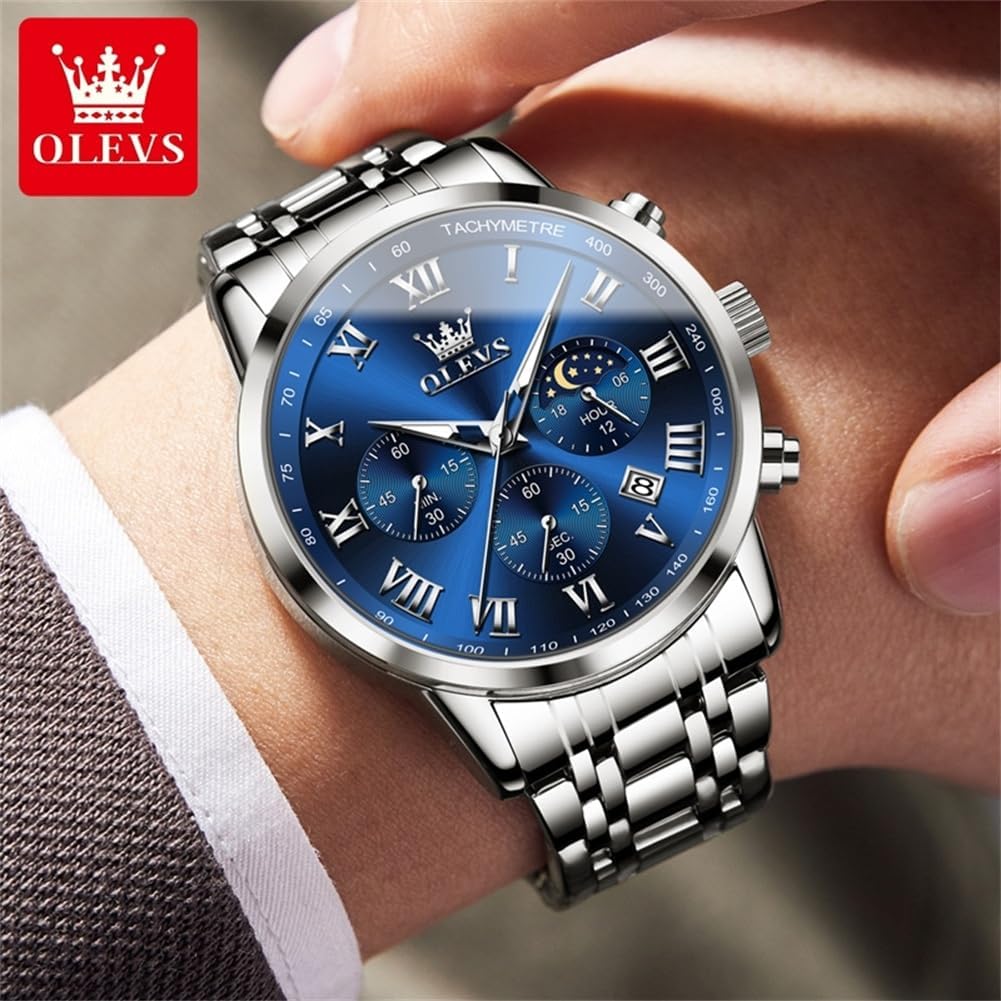 OLEVS Reloj multifunción para hombre, cronógrafo luminoso impermeable con