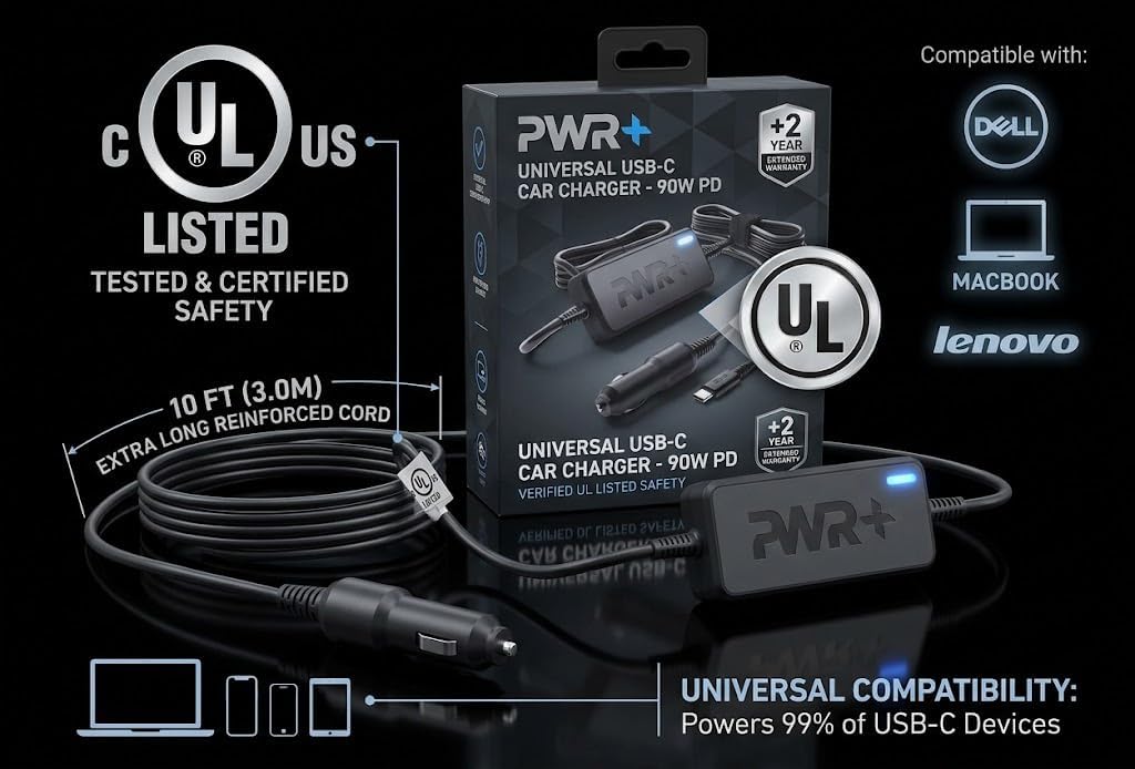 Cargador USB-C para automóvil Dell Latitude 5420 3520 5520 5510 7320 7520 7410 7420 9520 9510 Rugged Pro 12 13 14 16 Plus FHD Business Laptop Computadora Tablet Chromebook 3100 XPS 9370 9570 Listado