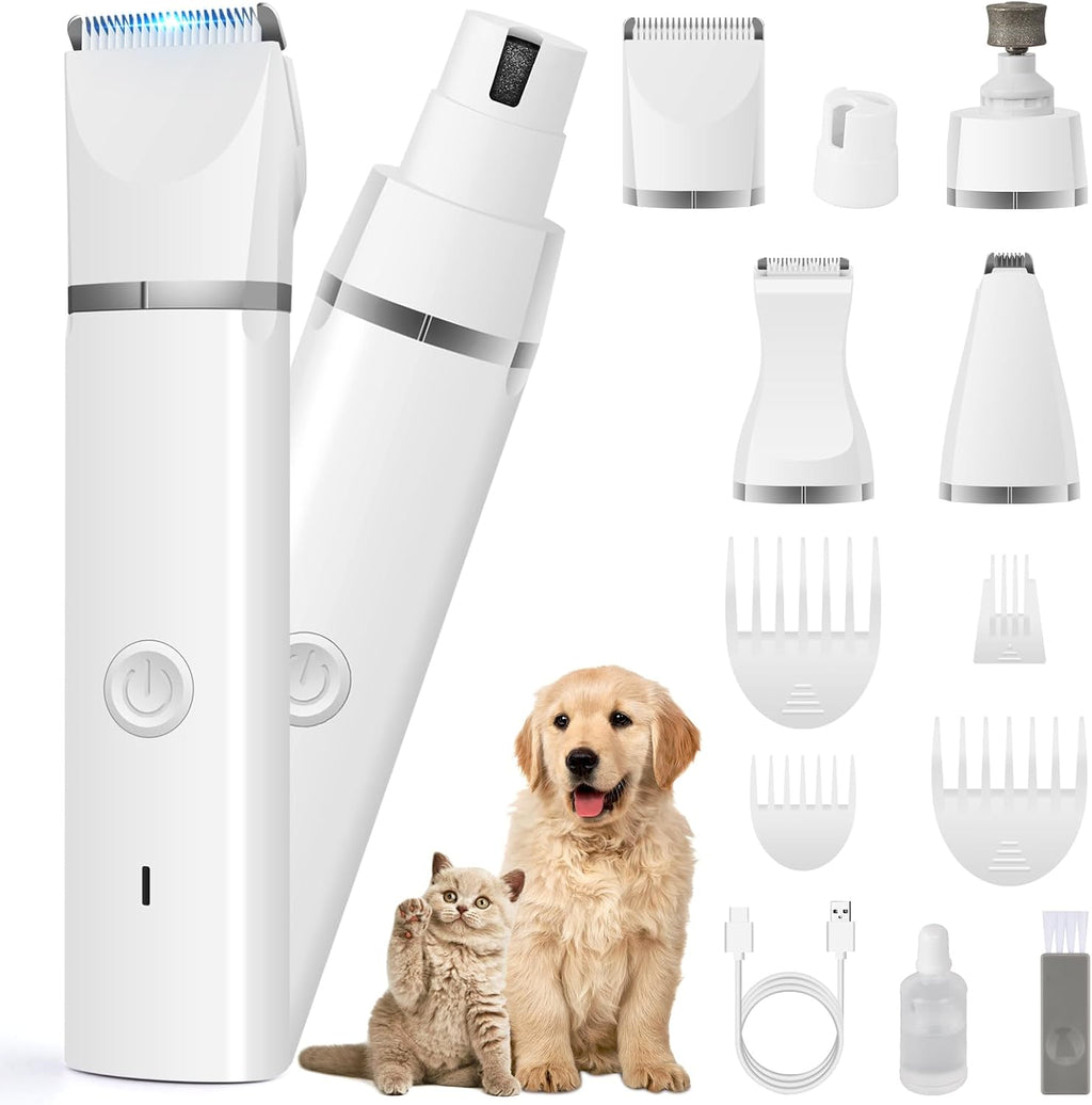 Veeconn Kit de aseo 4 en 1 para perros con recortadora de pelo de pata para
