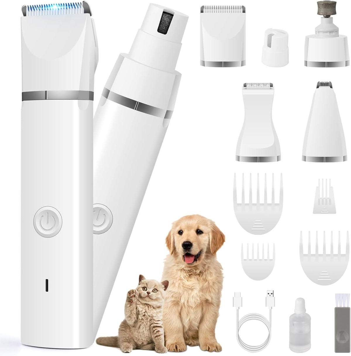Veeconn Kit de aseo 4 en 1 para perros con recortadora de pelo de pata para