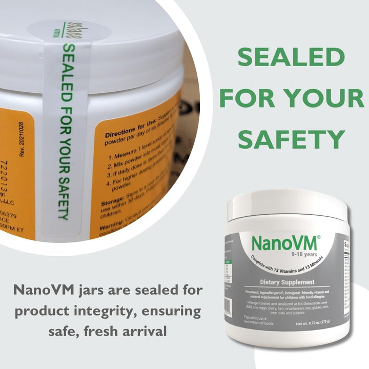 NanoVM 9-18 Años, Multivitamínico para Niños Libre de Alérgenos, Vi...