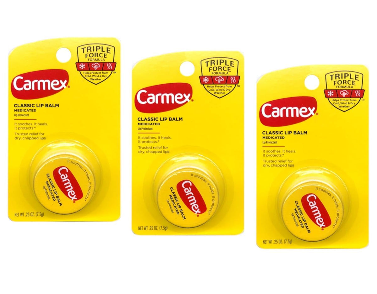 Carmex Bálsamo labial clásico medicado, 0.25 oz (paquete de 3)
