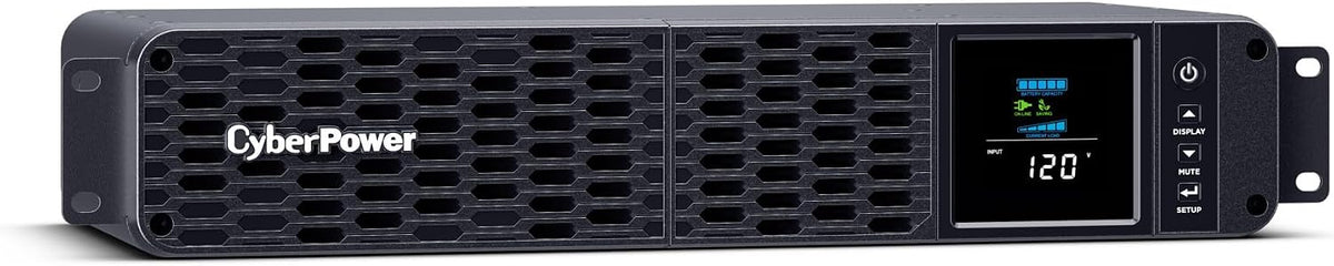 CyberPower CP2000PFCRM2U PFC - Sistema UPS de onda sinusoidal con respaldo de batería y protector contra sobretensiones, 2000VA/1200W, 8 tomacorrientes, AVR, montaje en rack de 2U de profundidad