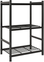 Estantes de almacenamiento pequeños, estantería de metal de 3 niveles con patas niveladoras, organizador de estantes compacto para organización de garaje, cocina, despensa y armario, 17.7 x