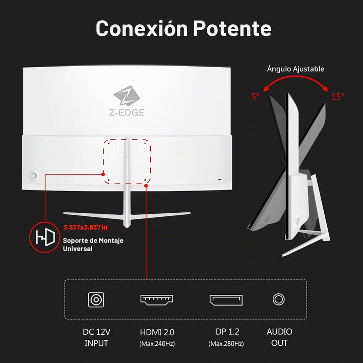 Z-Edge Monitor curvo para juegos de 27 pulgadas, FHD 1080P 240Hz 28...