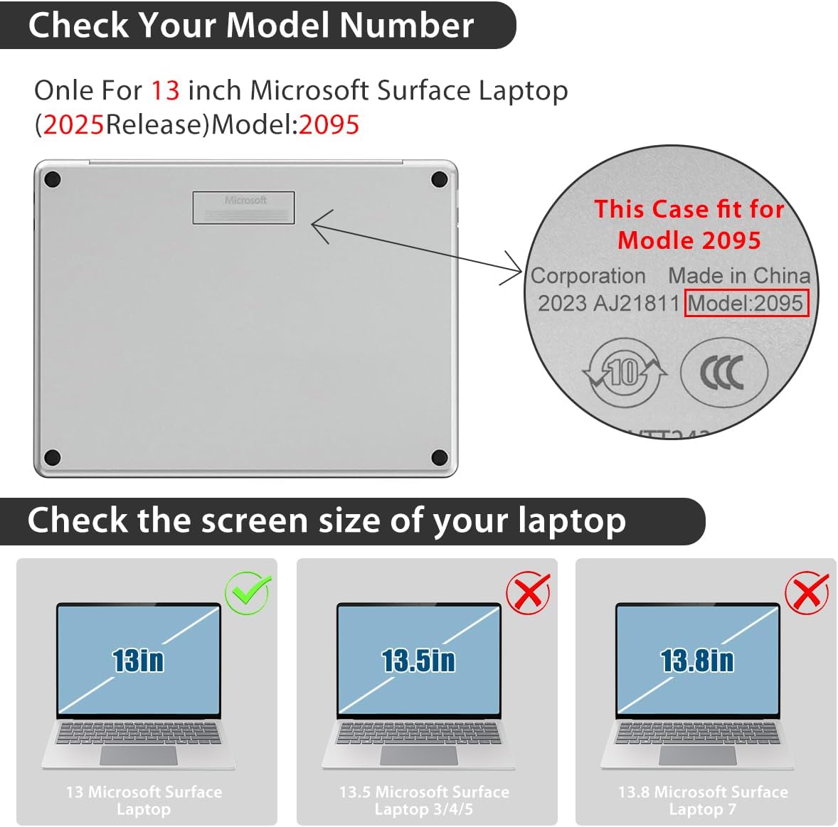 HOHAIYOO Funda compatible con Microsoft Surface Laptop de 13 pulgad...