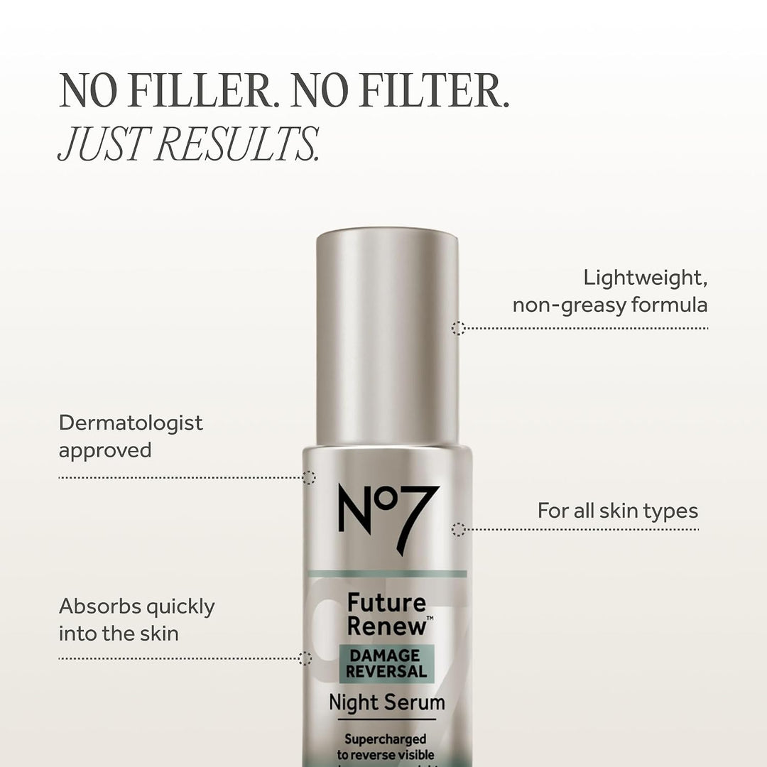 No7 Future Renew Damage Reversal Night Serum - Suero de péptidos an...