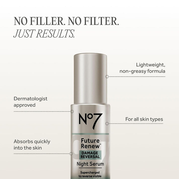 No7 Future Renew Damage Reversal Night Serum - Suero de péptidos an...