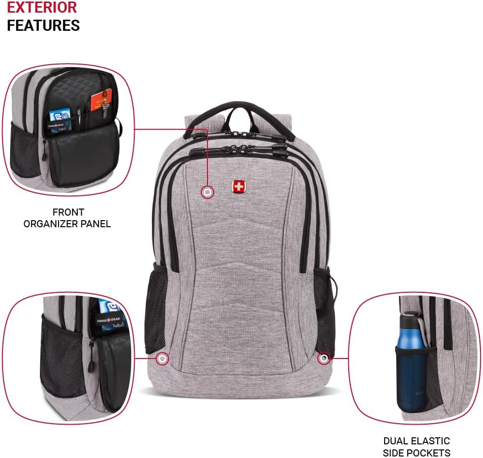 SwissGear 5668 Mochila para portátil, gris claro jaspeado, 18.25 pu...