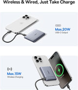 Baseus Picogo Power Bank, cargador portátil MagSafe de 15 W con cer...