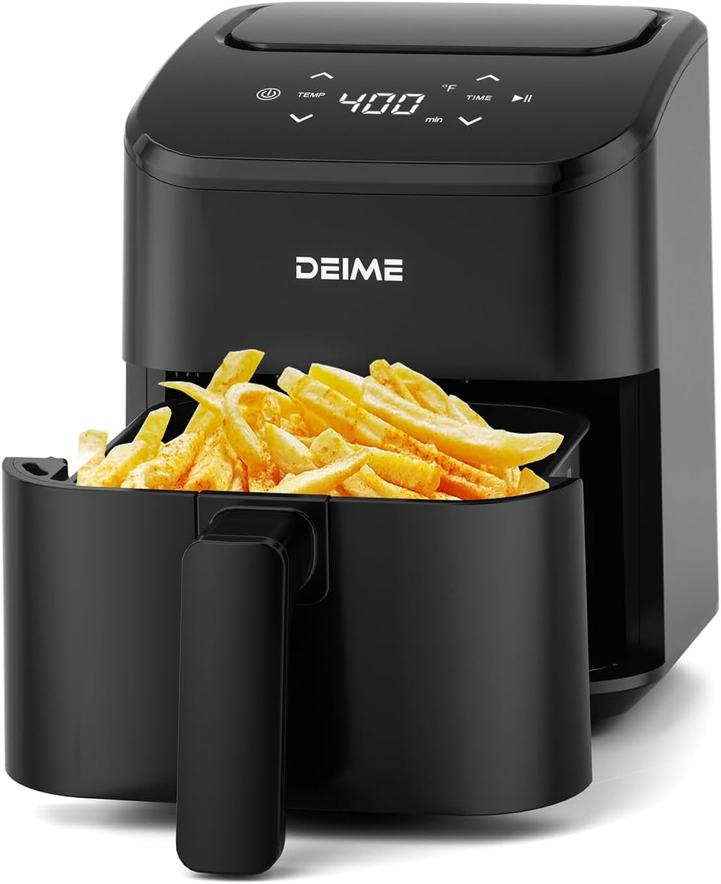 DEIME Freidora de aire, pequeña freidora digital de 3 cuartos de galón, compacta, para hornear, recalentar, asar para comidas rápidas y fáciles, mini cesta compacta y silenciosa, antiadherente y apta para lavavajillas (negro)